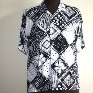 Vintage Jams world black and white Hawaiian Camp shirt Size Large Men's Summer